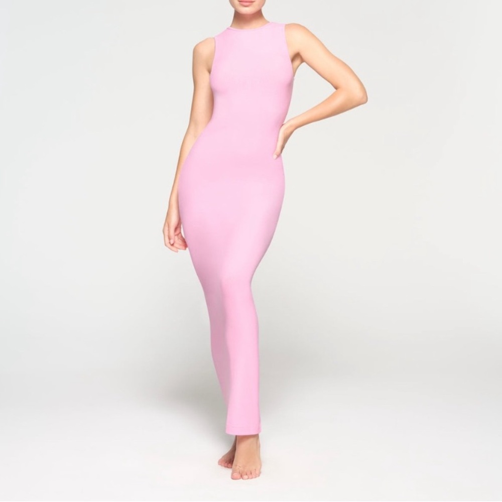 NWT Skims Soft Lounge Sleeveless Dress Cotton Candy Pink Size Medium